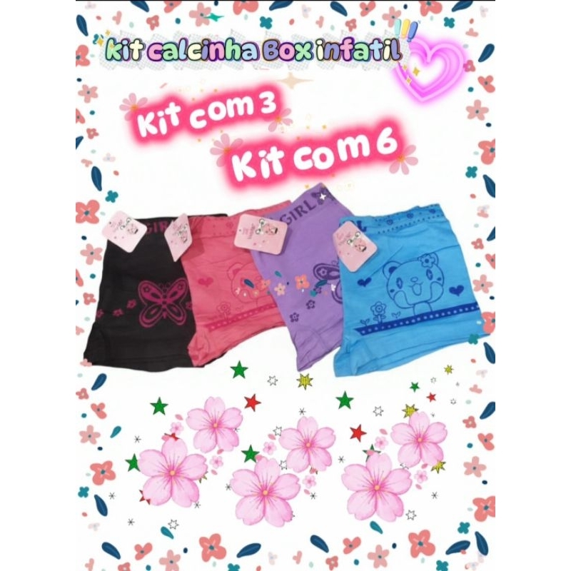 kit 6 calcinha Box infatil, calcinha infatil sortidas