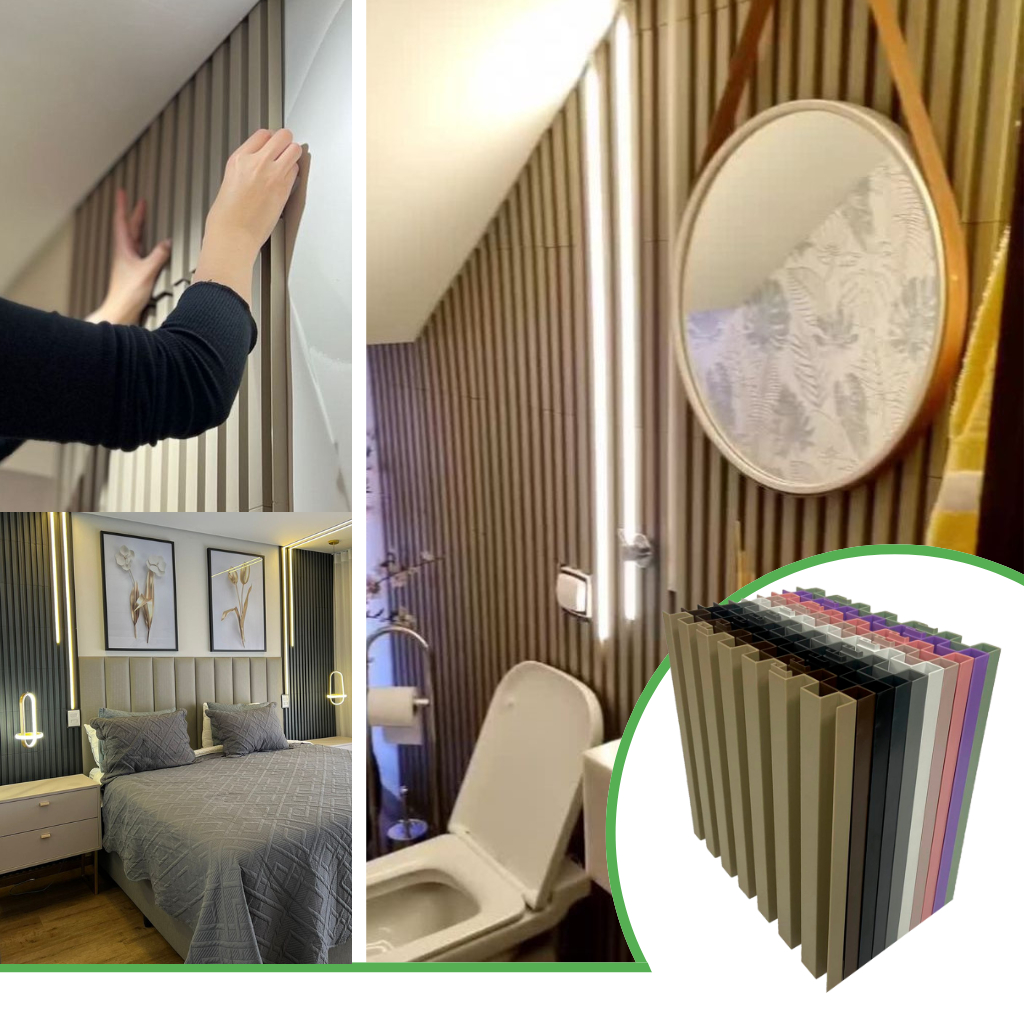 Placa Painel Ripado 30×30 – kit 22 peças (2m²) | 11 Cores Antimpacto Autocolante Direct Borrachas