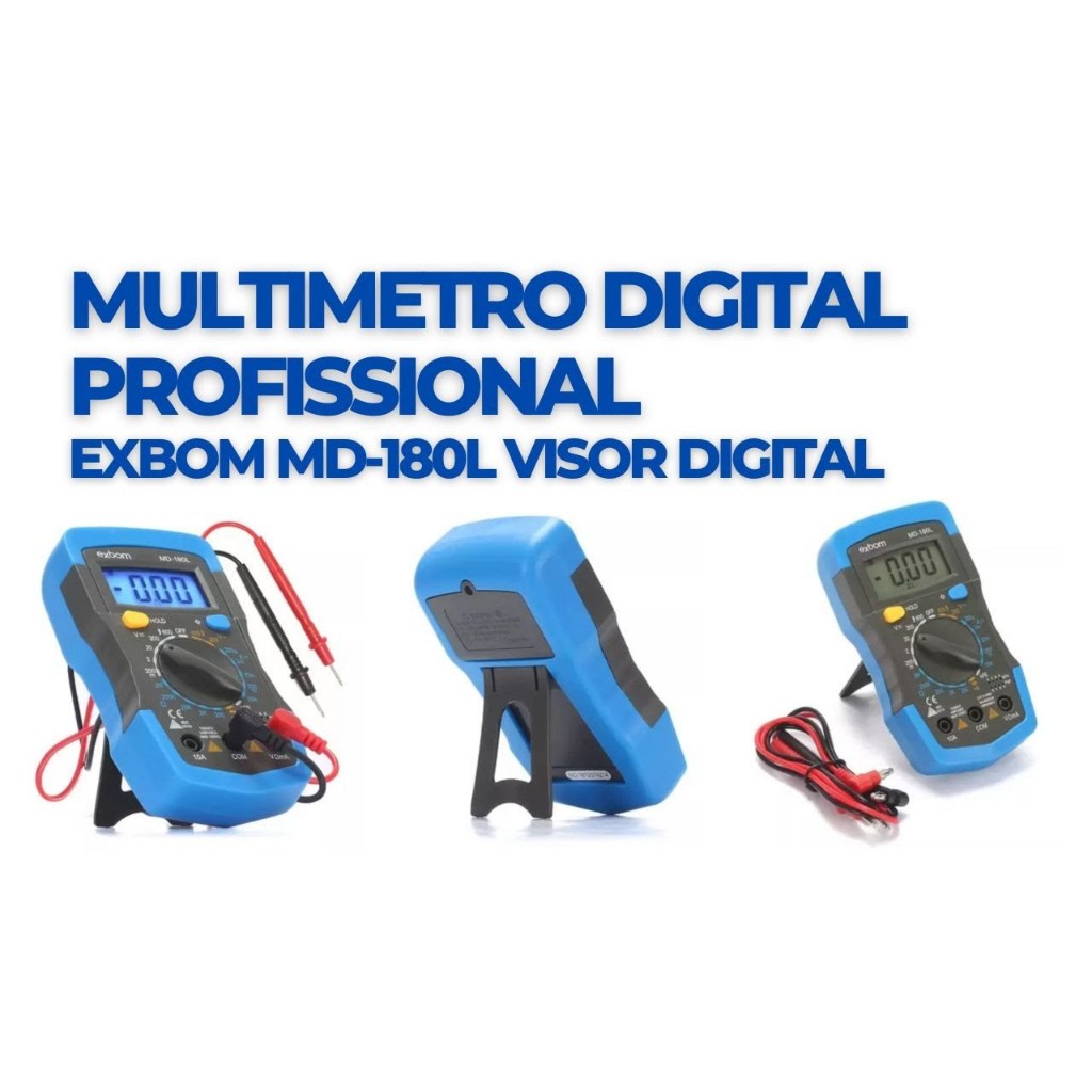 Multímetro Digital Portátil MD-180L com Teste de Diodo, Continuidade e Linha Viva