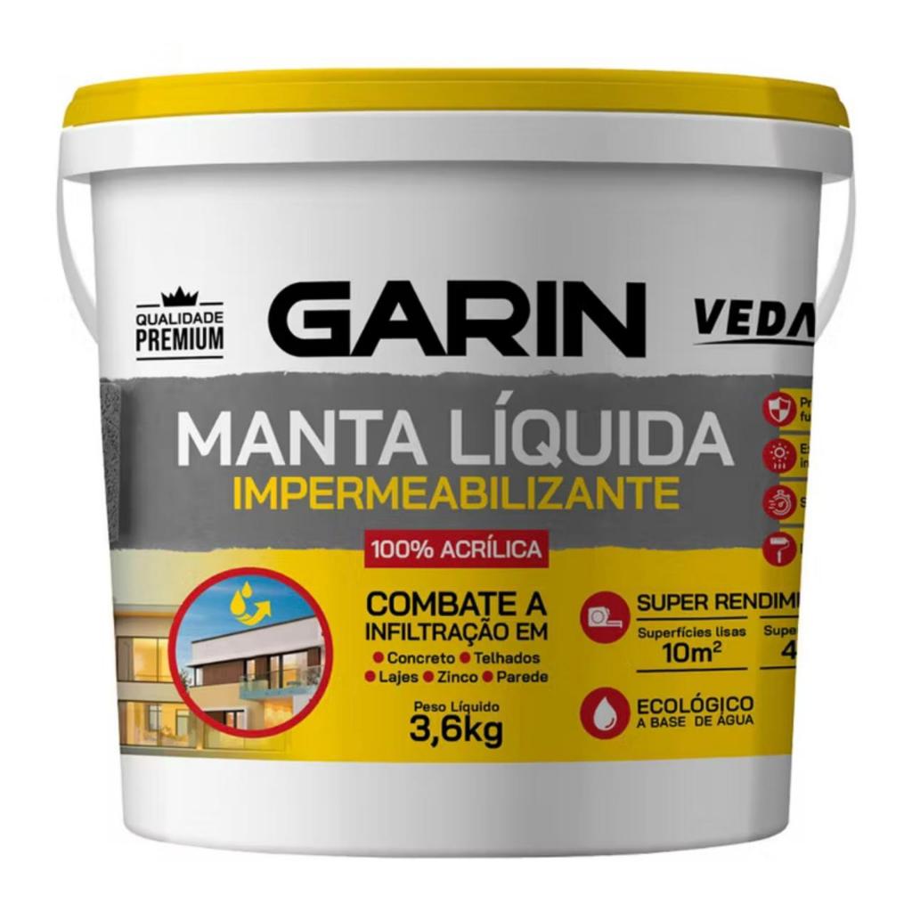 Manta Líquida Garin Impermeabilizante 1,2kg e 3,6kg Branca Proteção Contra Infiltração em Oferta na Shopee
