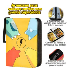 Álbum Porta Cartas TCG 240 ou 400 Cartas para Cartas Pokémon Yu-Gi-Oh MTG Não Inclui Cartas