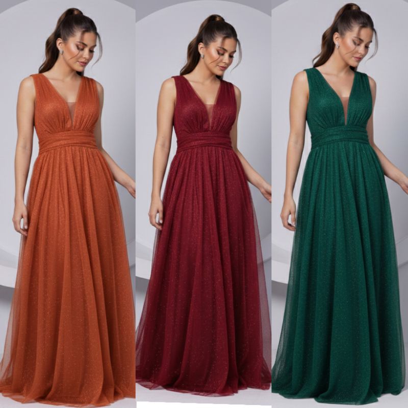 vestido de festa para todas as ocasiões especiais,noivas,convidadas,formaturas,elegante com ótimo caimento brilhoso S.C em Oferta na Shopee