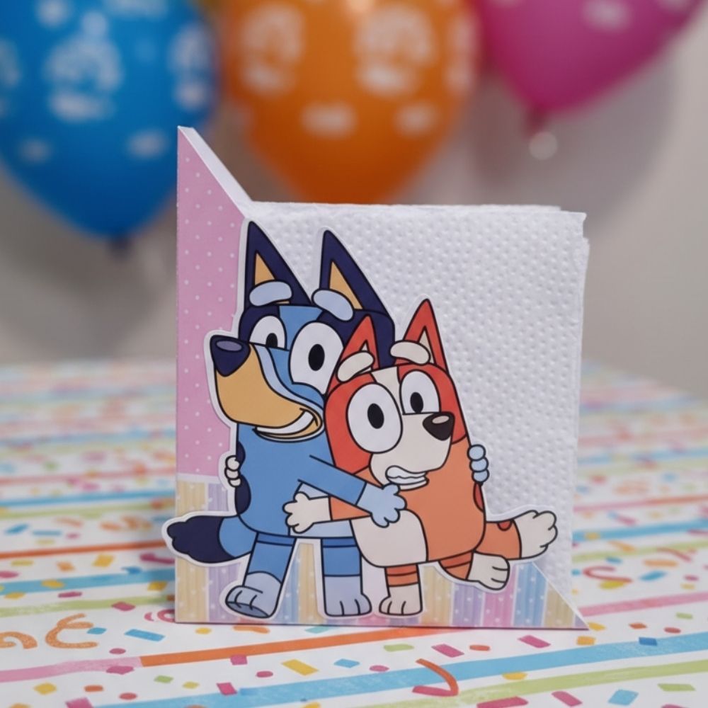 PEGUE E MONTE - Porta Guardanapo Bluey Rosa - Bluey Rosa   - Lembrancinha Personalizada