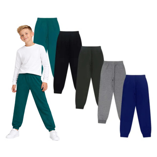 Calça Moletom Infantil Juvenil Menino Flanelada Peluciada Lisa Casual Escola em Oferta na Shopee