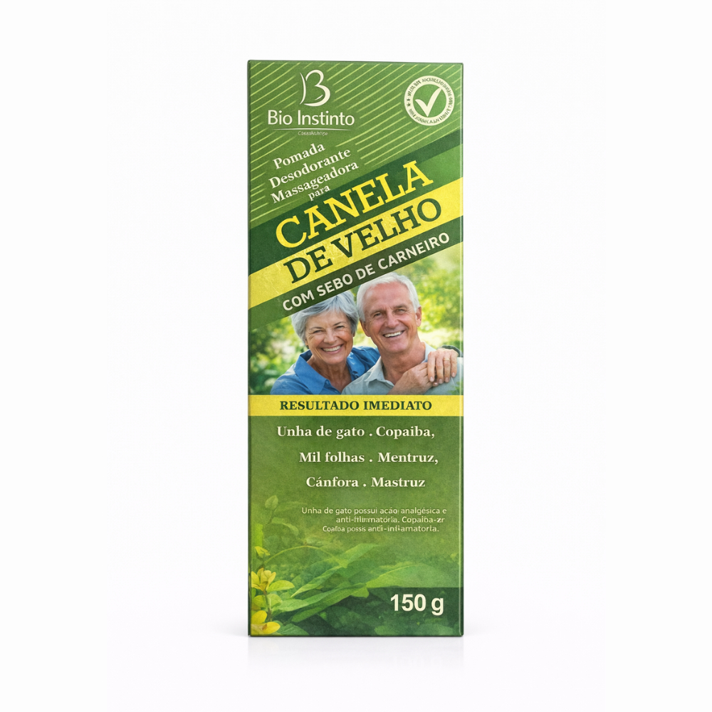 Pomada Massageadora Canela de Velho 150g Dor Alívio Fadiga Muscular Circulação Periférica