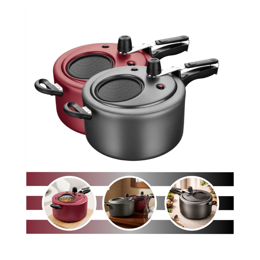 Panela De Pressão Antiaderente 6 Litros Com Visor de Vidro MTA