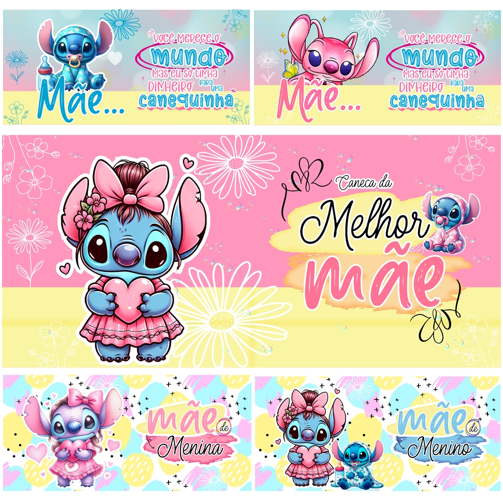 Arte Impressa Mãe Angel e Stitch | Imagens prontas para estampar Canecas | Sublimação | Dia das Mães | Kit 1