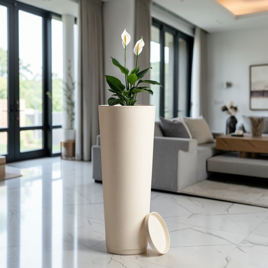 Vaso Decorativo Ibiza Luxo Grande 72×26 cm para Plantas Marmorizado Moderno