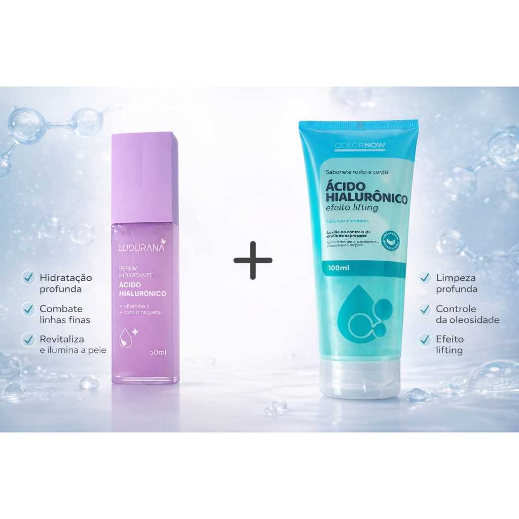 kit skincare hidratante efeito lifting Sérum àcido hialurônico ludurana+ sab	onete liquido facial e corporal 	colornow