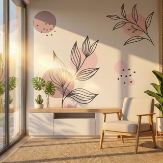 Adesivo de Parede Boho Chic Floral - Design Exclusivo Minimalista (Sala e Quarto) em Oferta na Shopee