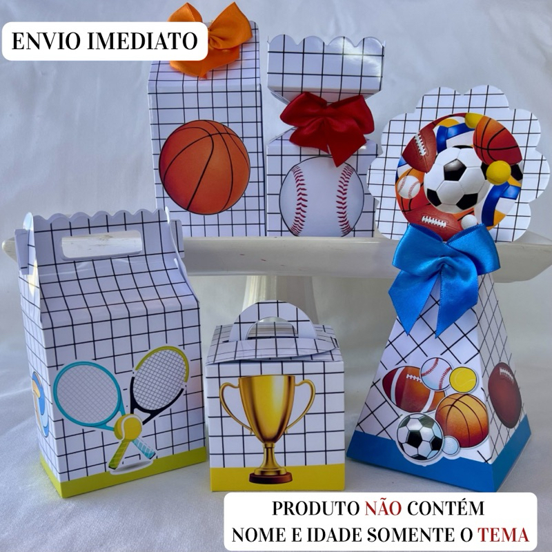 Caixinhas Personalizadas Bolas Futebol Esportes\ Festa \ Lembrancinha\Aniversário\Pegue e Monte \Mimo\Pronta Entrega