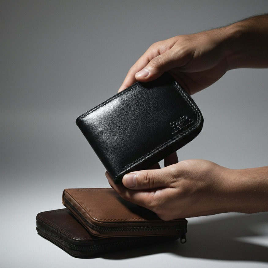 kit 3 carteiras couro legitimo em Oferta na Shopee