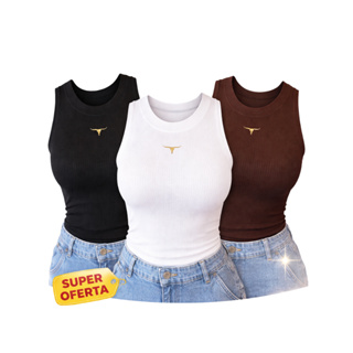 KIT BLUSA REGATA FEMININA CANELADA PREMIUM BLUSINHA BASICA CANELADA  REGATINHA CASUAL em Oferta na Shopee