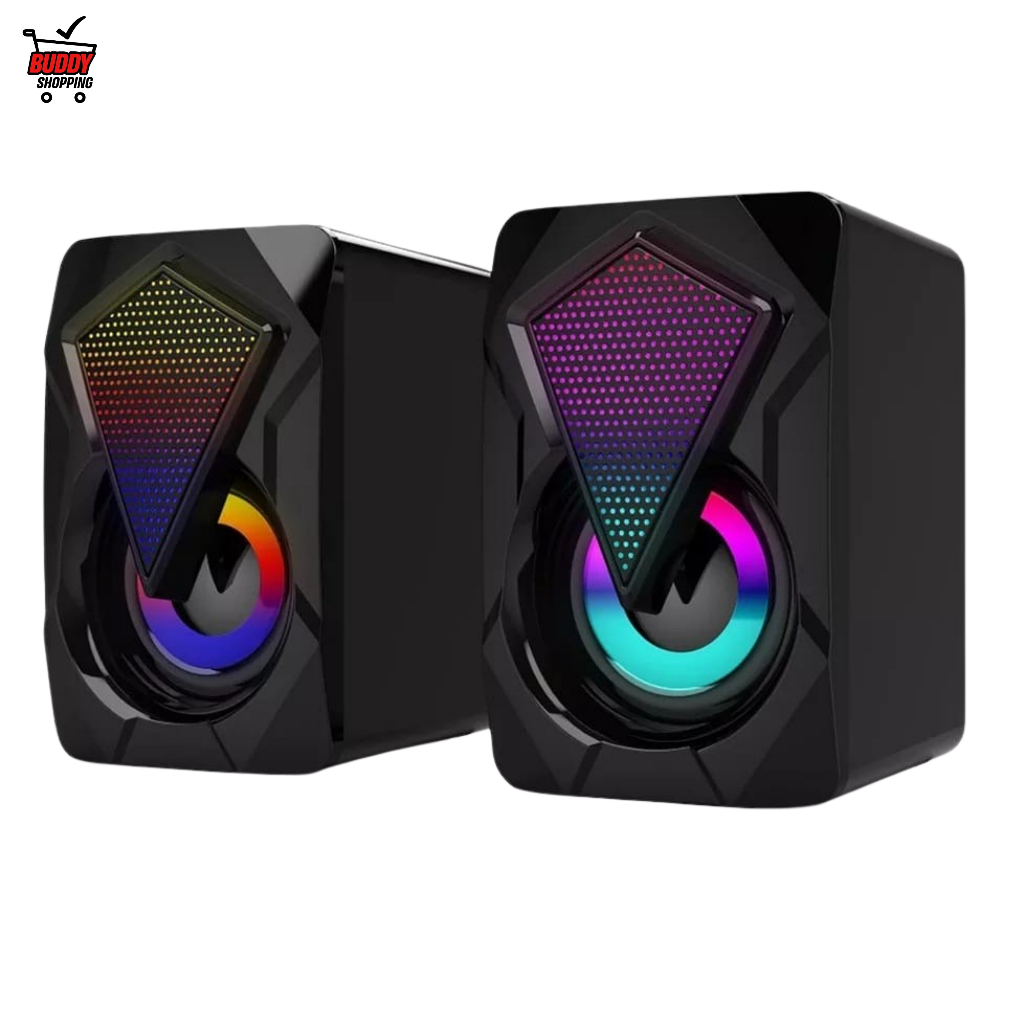 Caixa de Som RGB Gamer para PC | Luz de Respiração Fria | Alto-Falante Potente