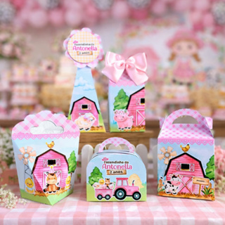 KIT de Caixinhas Personalizadas Fazendinha Menina / Lembrancinha/ Decoração/ Kit Festa - PEGUE E MONTE em Oferta na Shopee