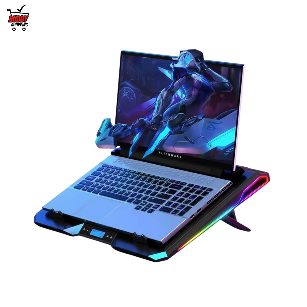 Base Gamer para Notebook | Iluminação RGB | Ventilação Turbo | 7 Posições Reguláveis em Oferta na Shopee