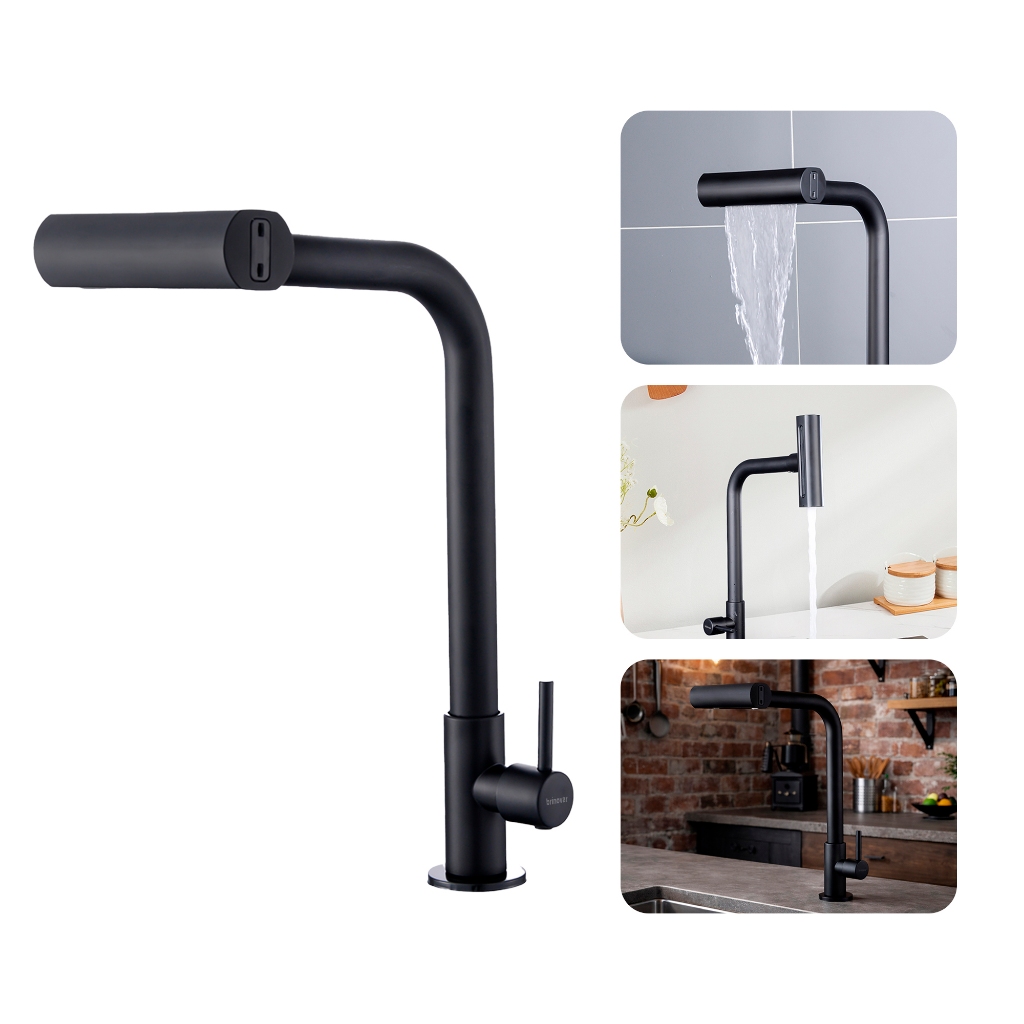 Torneira Gourmet para Cozinha de Bancada Pia 360° Rotativa Moderna Inox 304 Fosc