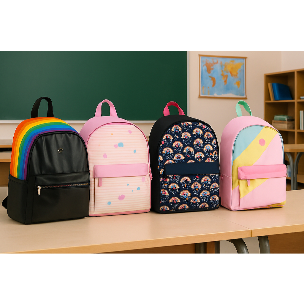 Mochila Escolar Universitária couro PU Unissex Resistente com Porta Notebook – Queima de Estoque