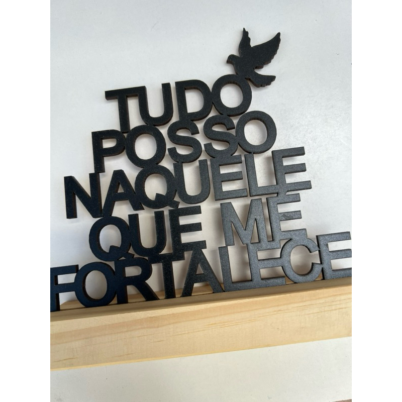 Enfeite Mesa Tudo Posso Naquele Que Me Fortalece em Madeira Igreja, Lar e Eventos Religiosos — imagem 2 de 2