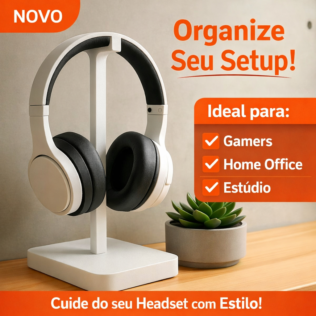 Suporte de Mesa para Headset Gamer Universal Minimalista, Organizador Fone PS5 Xbox PC Escritório