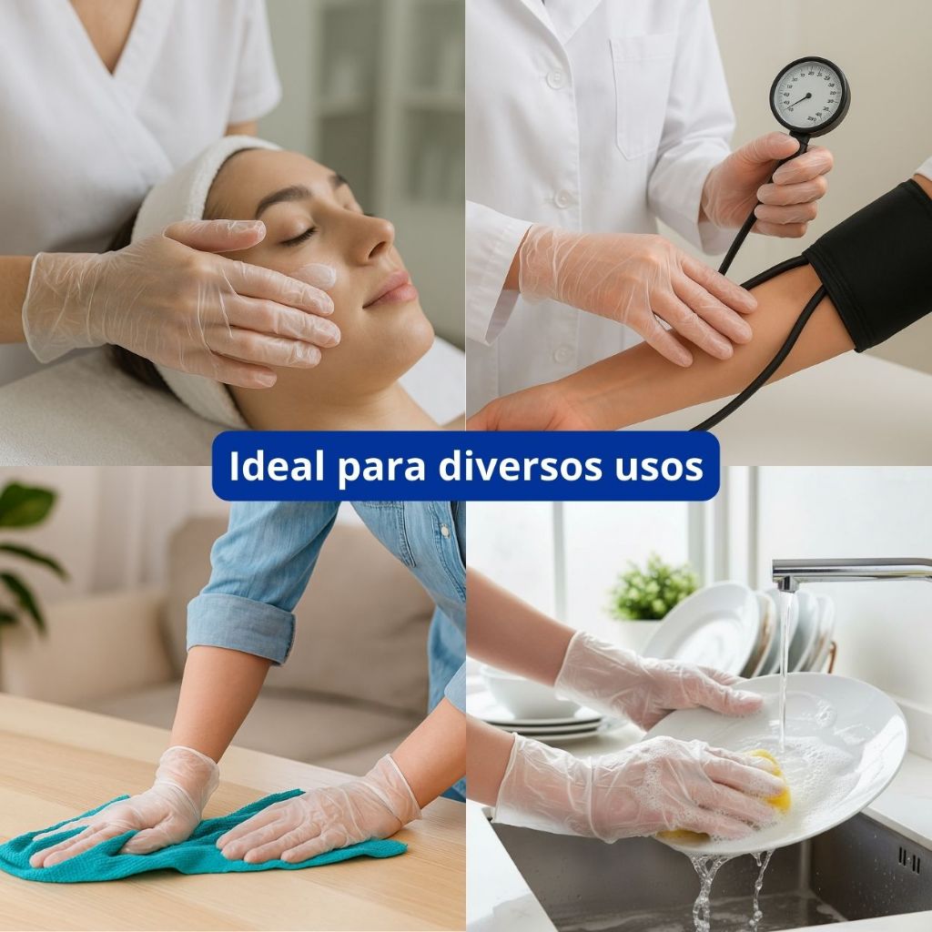 Luva de Vinil Transparente Com Pó Descartável 100un P M G GG — imagem 2 de 2