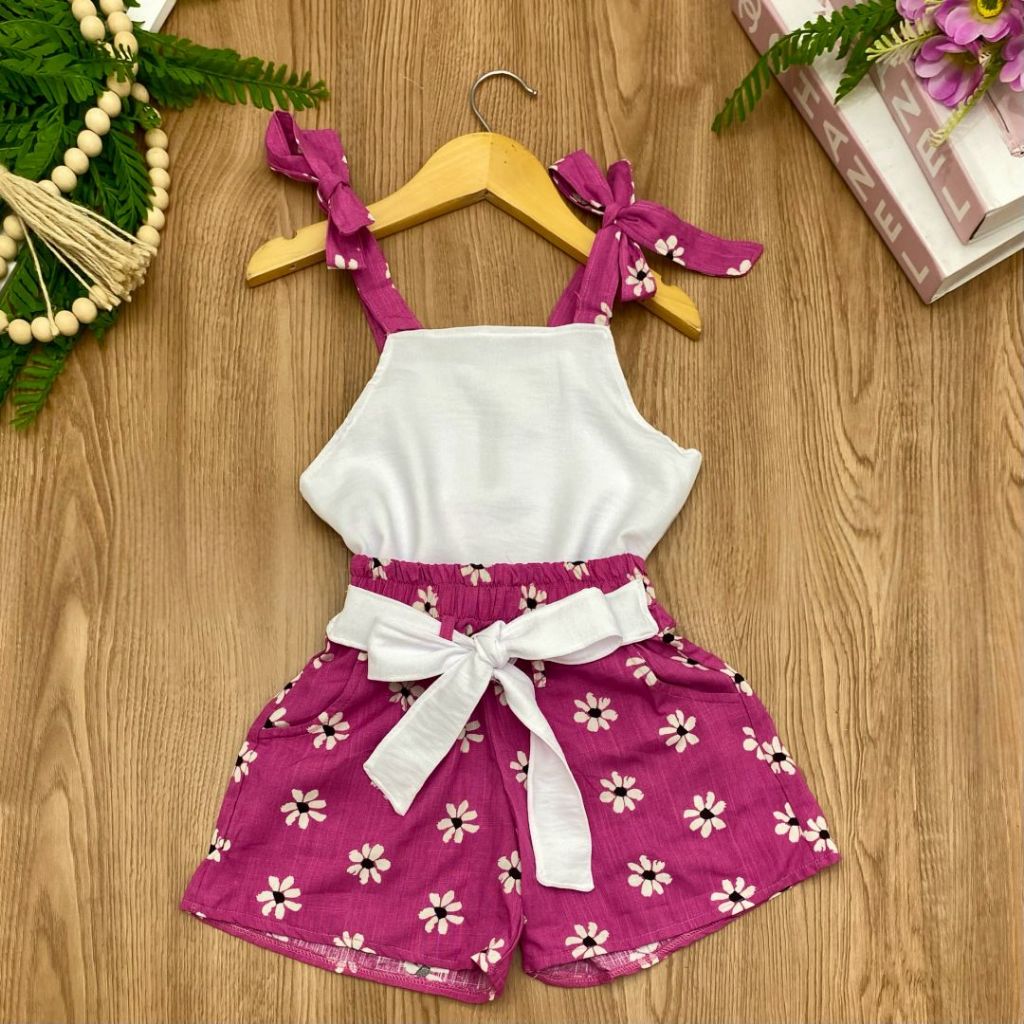 Lindo Conjunto Batinha+ Shorts Estampado Meninas 2 Á 10 Fashion Verão Fresquinho