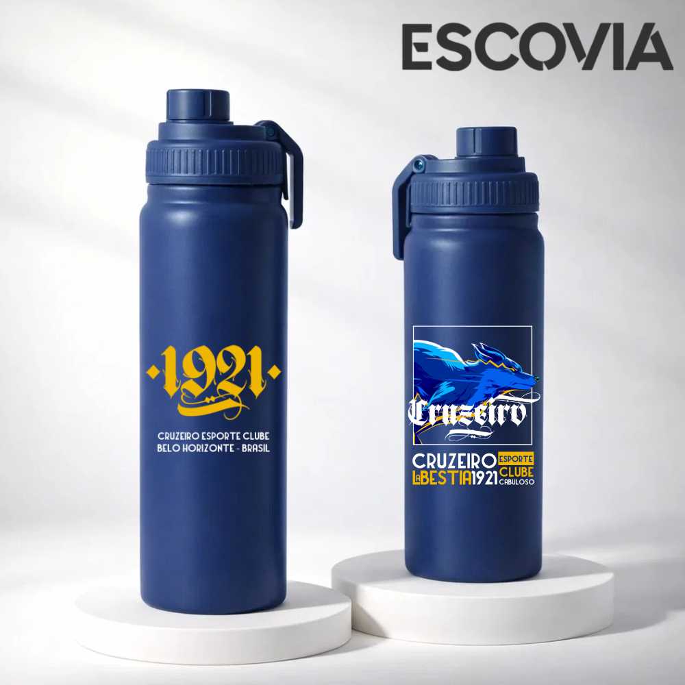 Garrafa Térmica Aço Inoxidavel Parede Dupla Time de  Futebol Cruzeiro com tampa e Alça 800ml em Oferta na Shopee