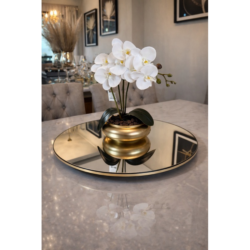 Orquídea Branca Luxo 38cm com Vaso Dourado Porcelana 6x18cm Decoração Sofisticada em Oferta na Shopee
