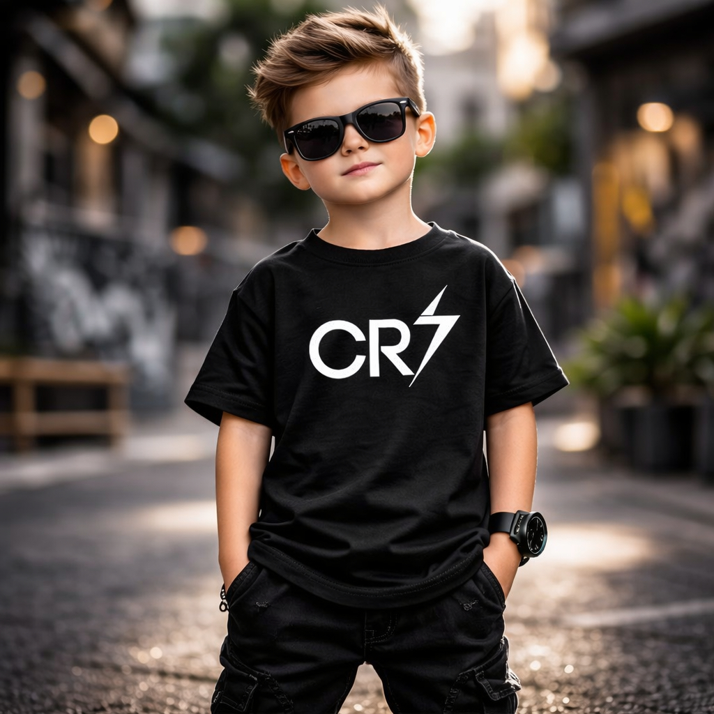 Camisa Simples Infantil Juvenil CR7 Cristiano Ronaldo Futebol Camiseta Casual Para Crianças