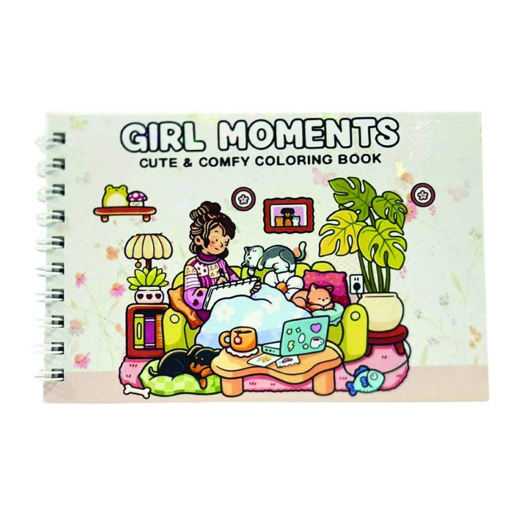 Girl Moments - Caderno de Colorir - Capa Dura -Coloring Book Estilo Desenhos Para Colorir Cadernos - Girl Moments em Oferta na Shopee