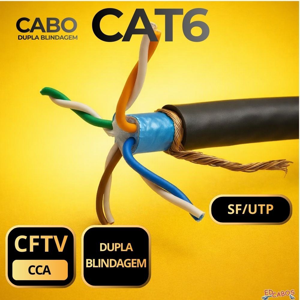 Cabo CAT6 STP BLINDADO CFTV DUPLA BLINDAGEM 305 Metros