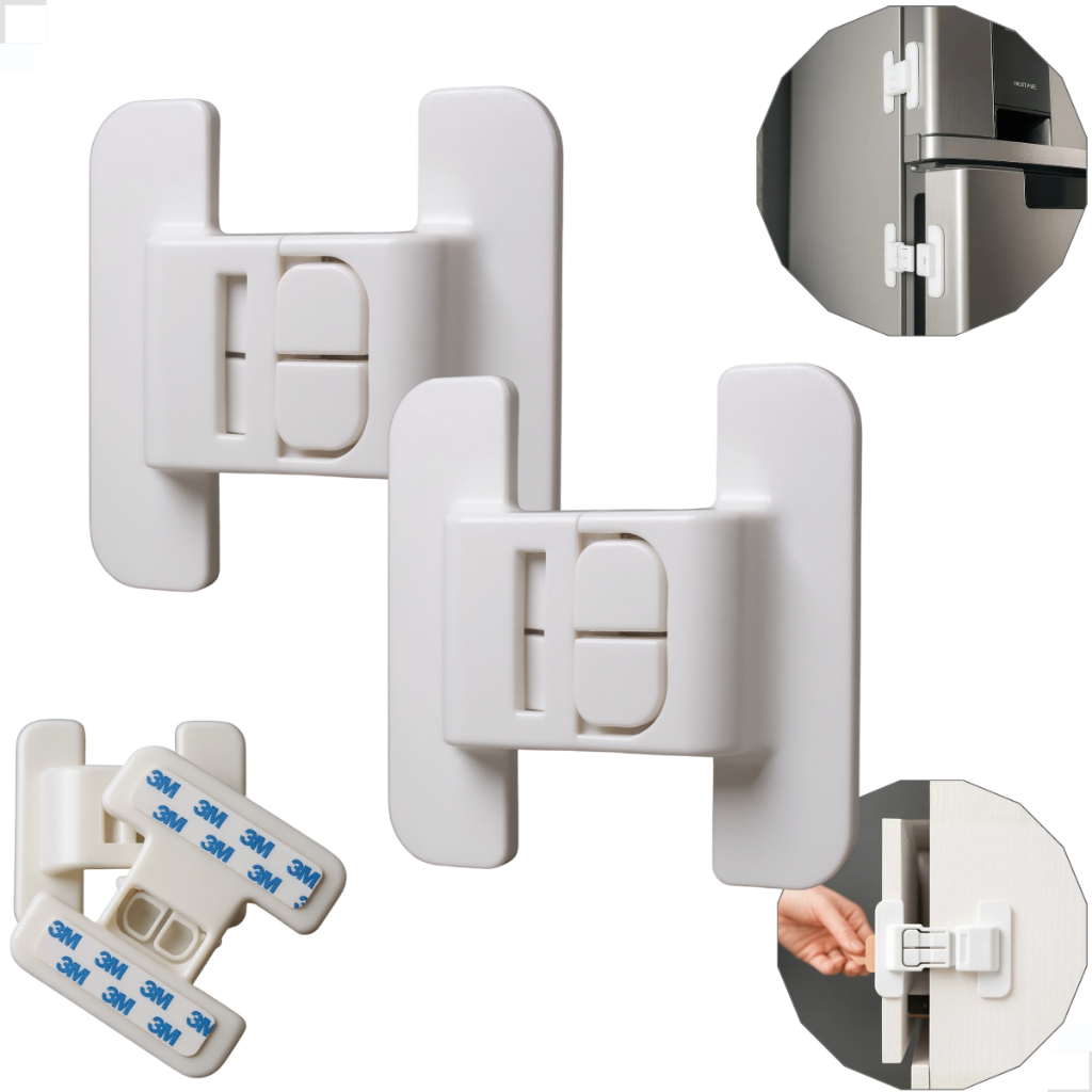 Kit 02 Travas Fechadura para Geladeira Armário Anti-Abertura para Segurança Infantil Crianças Bebê