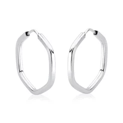 Brinco argola prata 925 hexagono 18mm