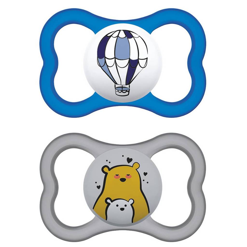 Kit Com 2 Chupetas Supreme Bico de Silicone 16m+ Azul - MAM em Oferta na Shopee