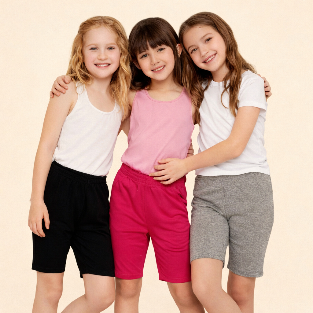 Kit Com 3 Bermudas Algodão com Elastano Bermuda Escolar Para Meninas em Cotton cores Variadas em Oferta na Shopee