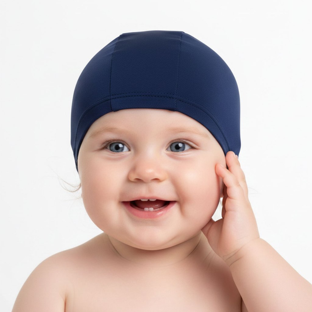 Touca Natação Bebê Unissex Menino Menina Azul Marinho Lycra Rosset UV50+ Peixinho (3 a 24 meses)