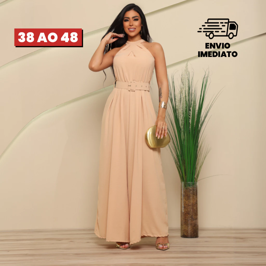 Macacão Feminino Pantalona Gola Alta Com Cinto Duna Para Festas e Eventos do 38 ao 46 Envio Imediato — imagem 1