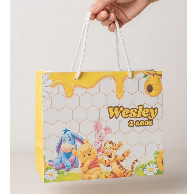 20 Sacolinhas URSINHO POOH personalizadas/Lembrancinha/Sacolinha/Lancheira/Aniversário/PEGUE E MONTE
