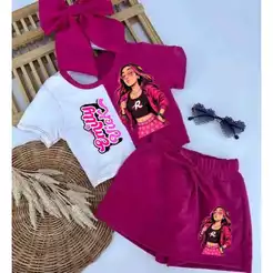 CONJUNTO EMILIY VICK INFANTIL E JUVENIL BLUSA +SHORT SAIA