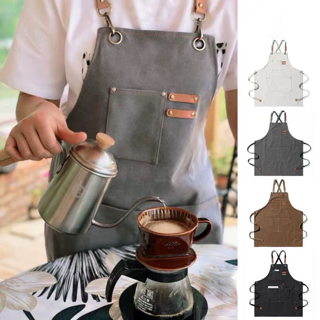Avental De Lona Impermeável Para Mulheres E Homens Cozinha Ajustável