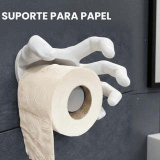 Suporte Papel Higiênico Mão Criativa Sem Furo Porta Rolo Banheiro Dupla Face