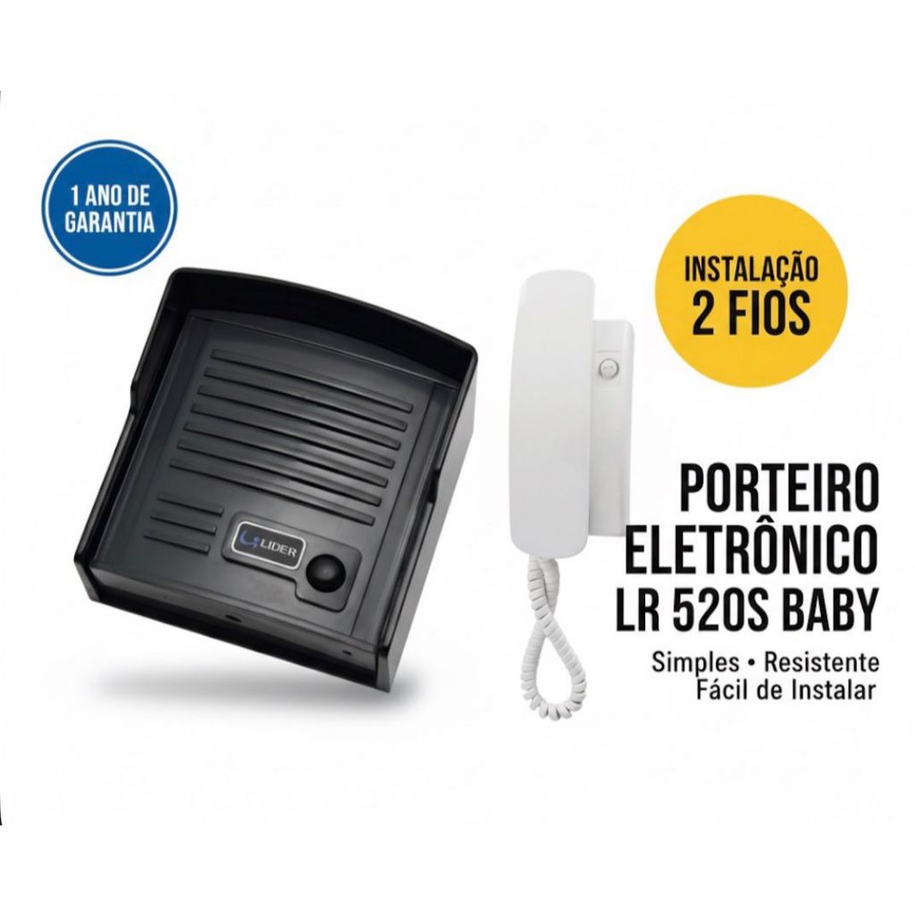 Porteiro Eletrônico Residencial Lider LR 520 Interfone Bivolt com Capa de Chuva + 1 Monofon LR2015e