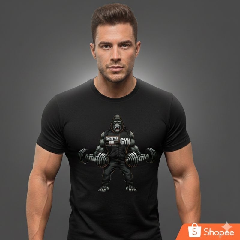 Camiseta Masculina Dry-Fit Premium – Estampa Gorila Monster Gym – Treino Academia Musculação (Não Amassa e Seca Rápido)