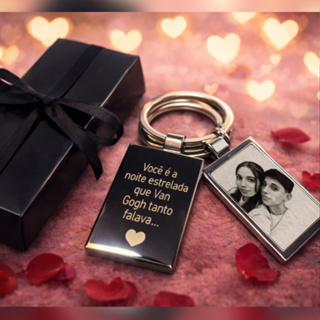 Chaveiro Personalizado com Foto ( só frente ou frente e verso) + Frase em Aço – Gravação a Laser | Presente Inesquecível em Oferta na Shopee