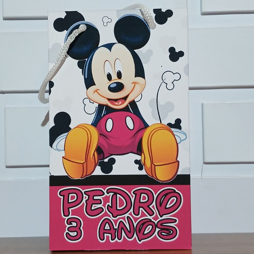 Sacolinha Personalizada Mickey Mouse  Aniversário Infantil Mimos e Lembrancinhas para Festa KIT PEGUE E MONTE