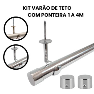 Kit 1 a 4m | Varão 28mm de Teto Simples para Varão Cortina de Alumínio em Oferta na Shopee