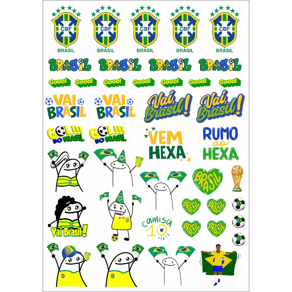 Adesivo DTF UV - Copa do mundo - Brasil - Futebol em Oferta na Shopee
