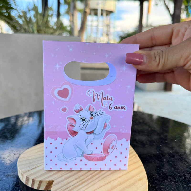 sacolinha personalizada gatinha marie - PEGUE E MONTE - festa infantil - lembrancinha - sacolinha surpresa