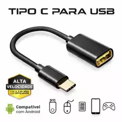 Cabo Adaptador OTG USB para tipo C Conecta Mouse Teclado Pen Drive