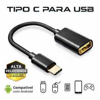 Cabo Adaptador OTG  USB para tipo C Conecta Mouse Teclado Pen Drive em Oferta na Shopee